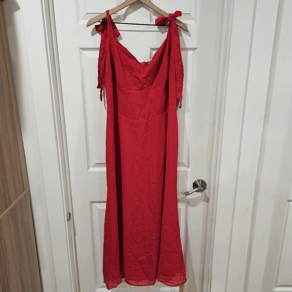 Reformation Twilight Dress Cherry Red - Picture 2 of 8